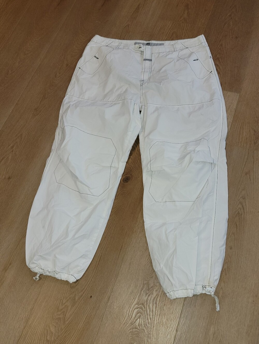 Marithe Francois GIRBAUD Retro FUTURISTIC 42 Cargo White Tapered Ankle Cotton